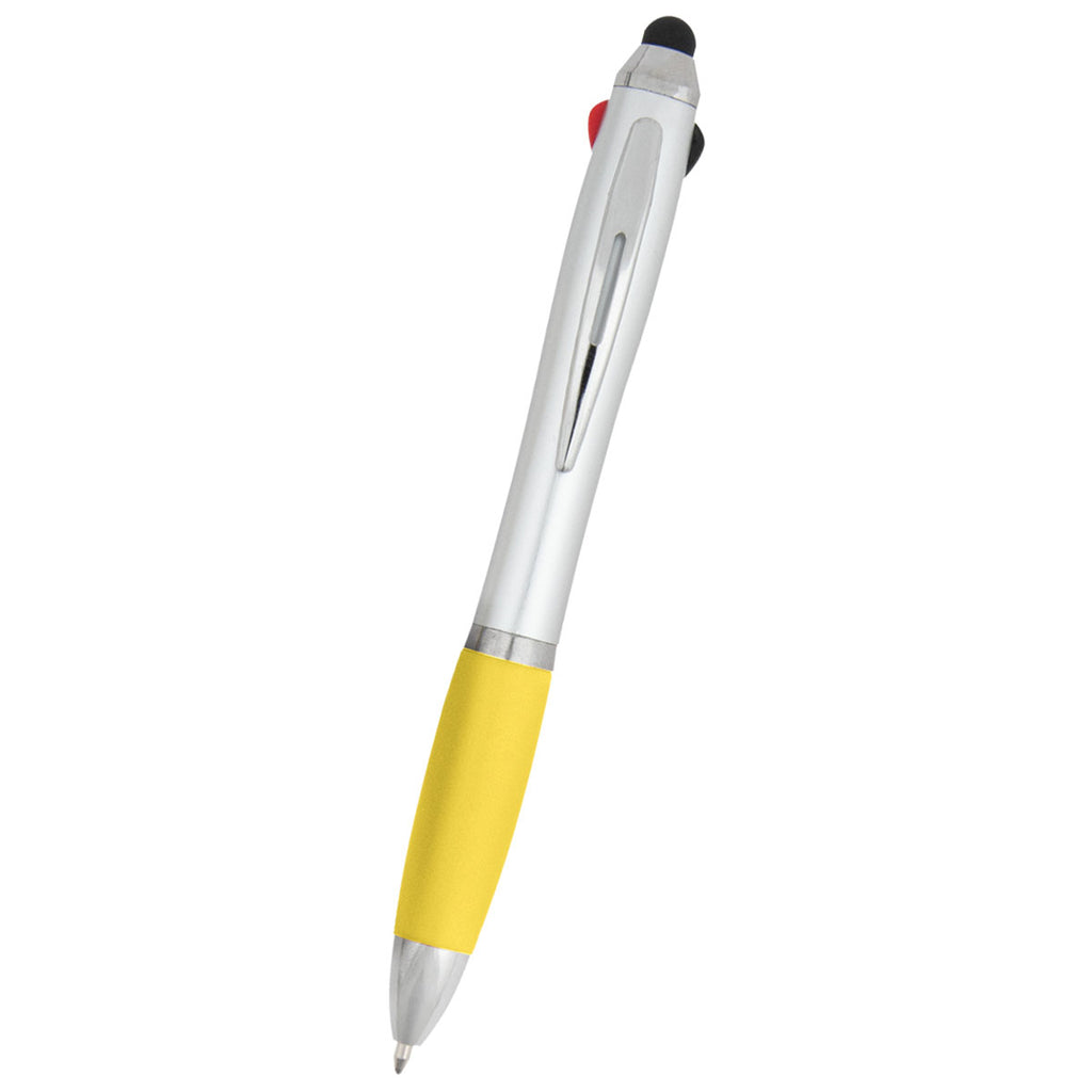 Hit Silver with Yellow 3-In-One Pen with Stylus