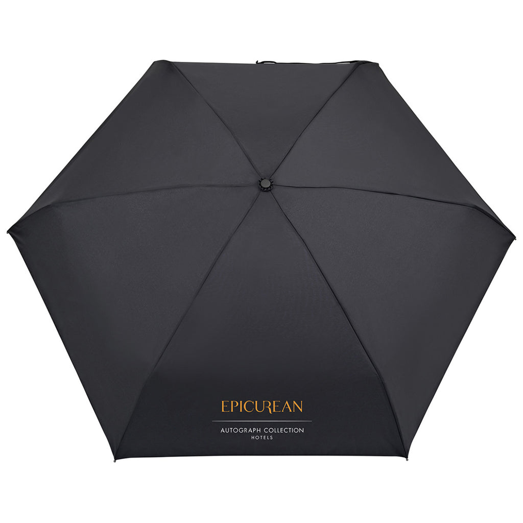 Elements Black 39" Recycled Manual Mini Folding Umbrella