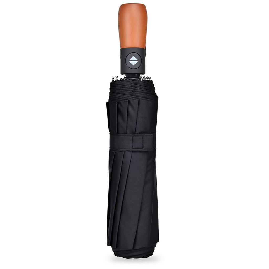 Elements Black 46" Recycled Auto Open & Close Executive Folding Umbrella