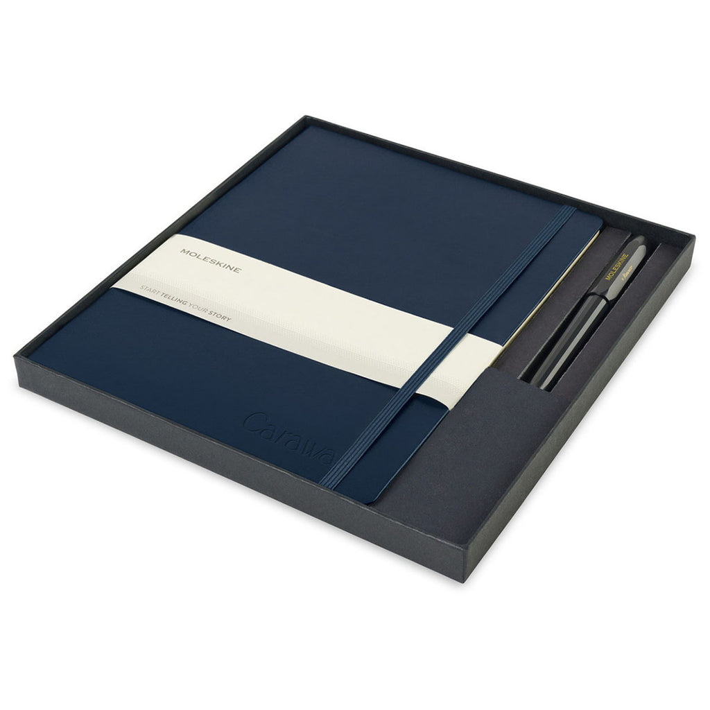 Moleskine Sapphire Blue X-Large Notebook and Kaweco Pen Gift Set