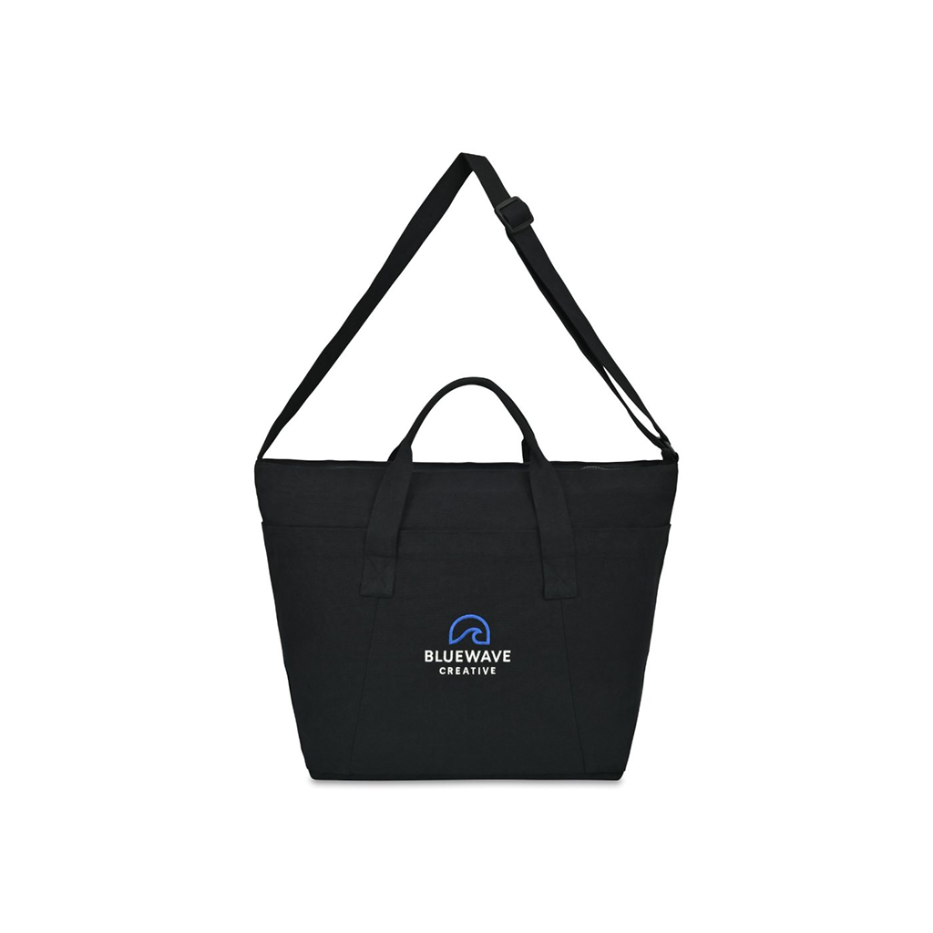 Gemline Black Recycled Cotton Weekender Tote - AWARE