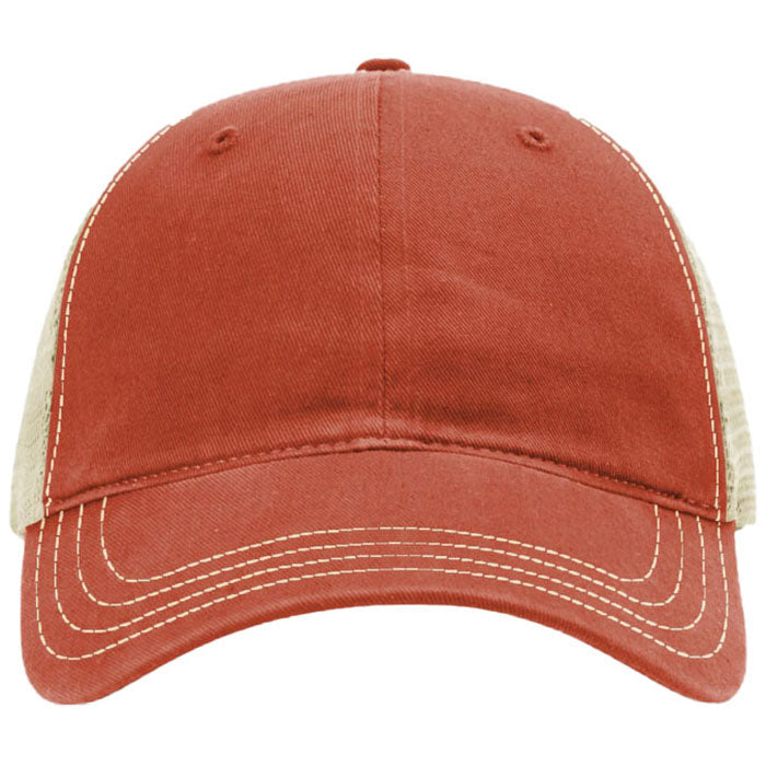 Richardson T Orange/Khaki Garment Washed Trucker