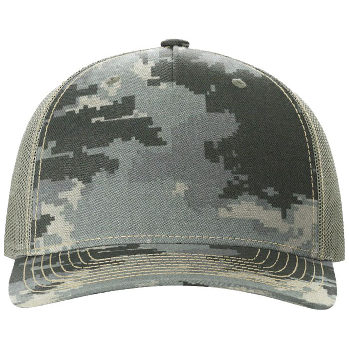 Richardson Digital Camo/Light Green Printed Five-Panel Trucker