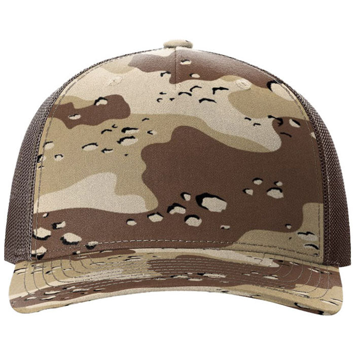 Richardson Desert Camo/Brown Printed Five-Panel Trucker