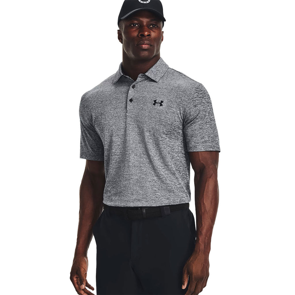 48-Hour Under Armour Men's Black/White Light Heather Playoff 3.0 Polo