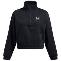 Under Armour Women's Black/White Icon Fleece Oversized 1/2 Zip