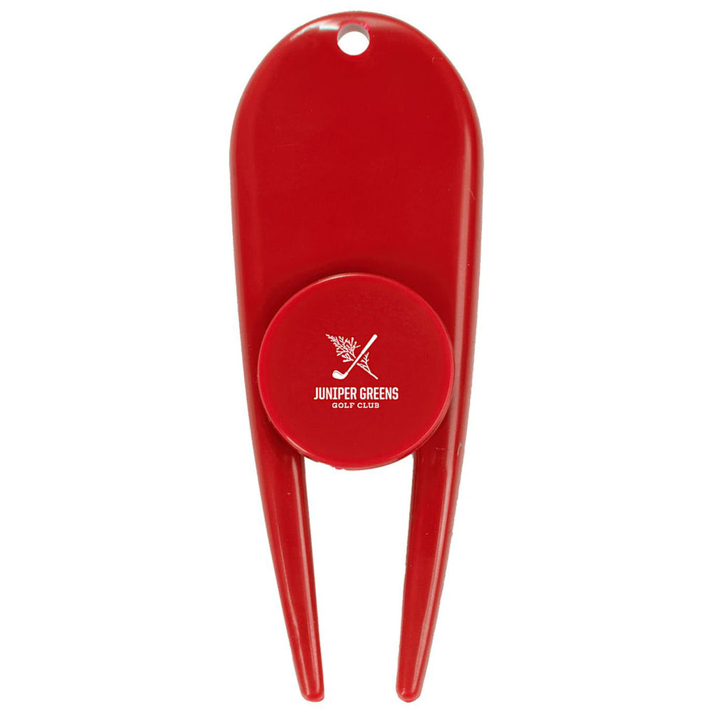 Leed's Red Divot Tool with Ball Marker
