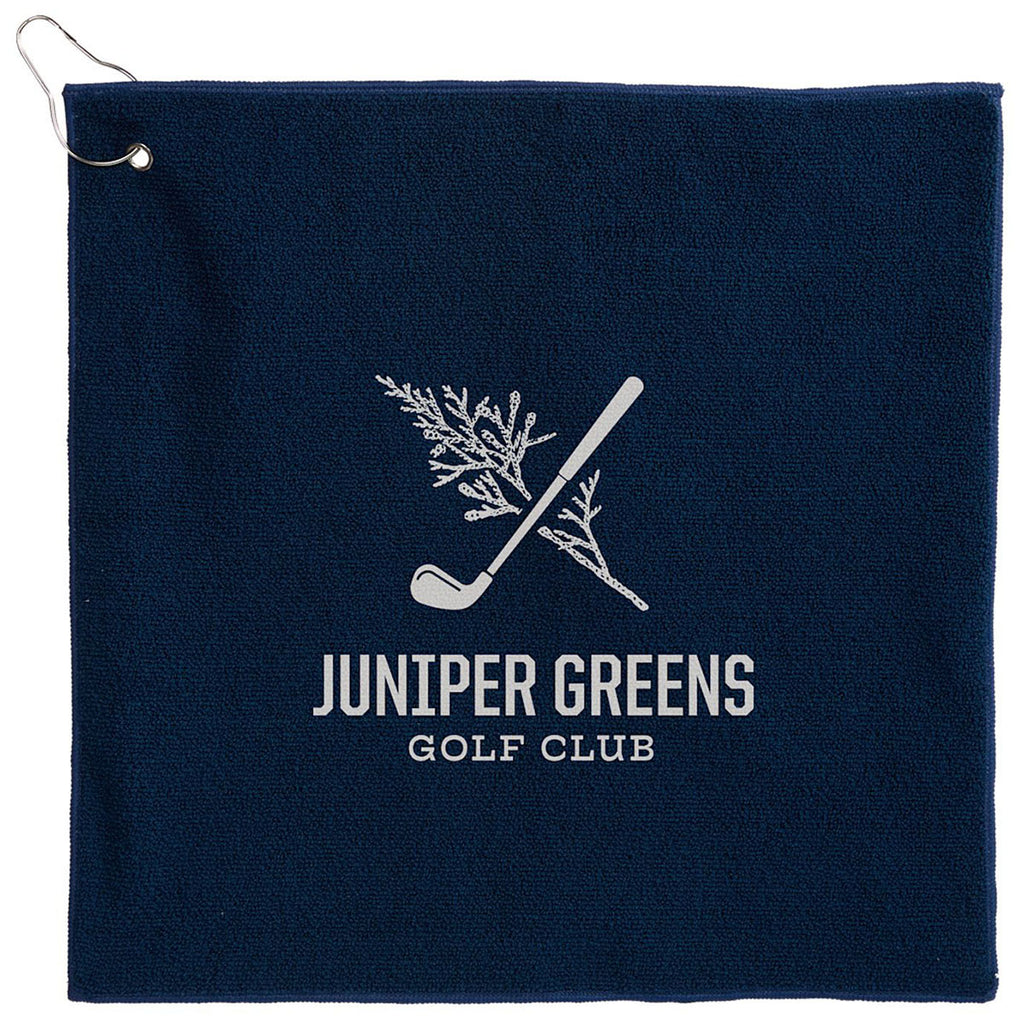 Leed's Navy 15" x 15" RPET 300g Terry Polyester Towel