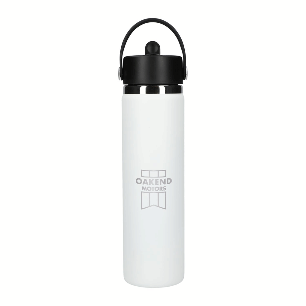 48-Hour Hydro Flask White Wide Mouth 24oz Bottle with Flex Straw Cap