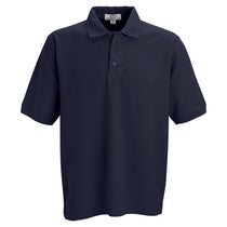 Vantage Men's Navy Soft-Blend Double-Tuck Pique Polo