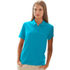 Vantage Women's Island Blue Soft-Blend Double-Tuck Pique Polo