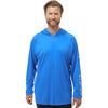 Columbia Men's Vivid Blue/Cool Grey PFG Terminal Tackle Hooded Long Sleeve T-Shirt