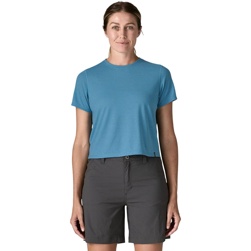 Patagonia Women's Shore Blue Capilene Cool Trail Cropped Shirt