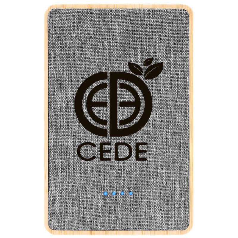 Hit Grey with Bamboo 5,000 mAh Bamboo & rPET Power Bank