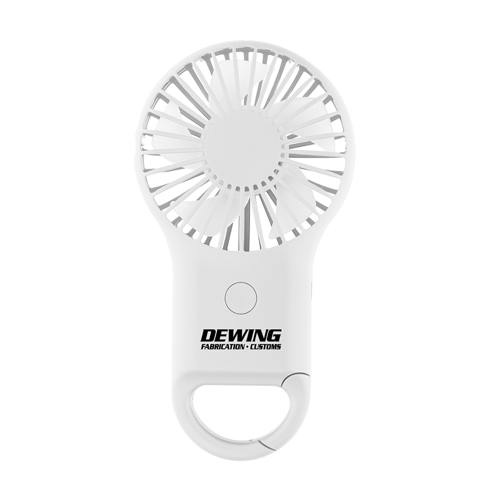 Hit White Rechargeable Handheld Fan With Carabiner 2.0