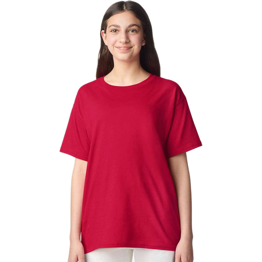 Gildan Youth Cherry Red Light Cotton T-Shirt