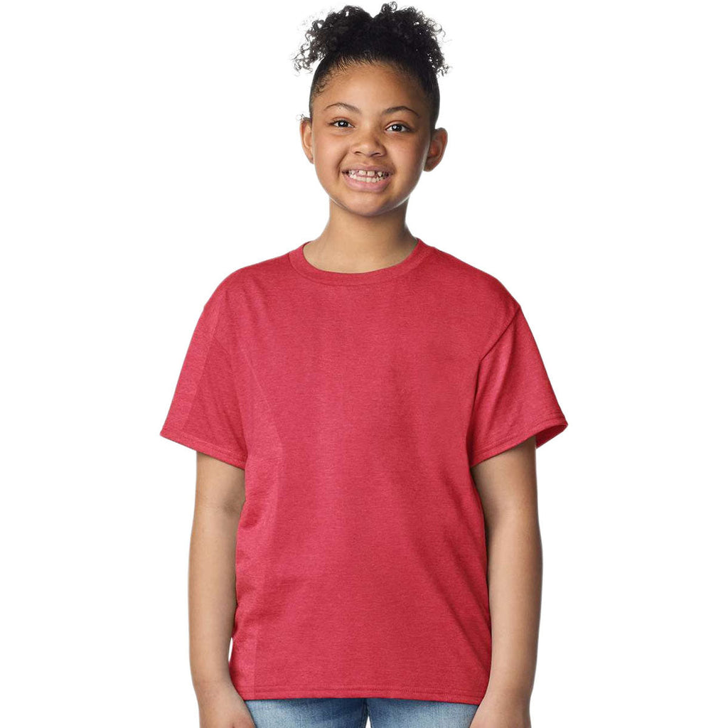 Gildan Youth Heather Red Light Cotton T-Shirt