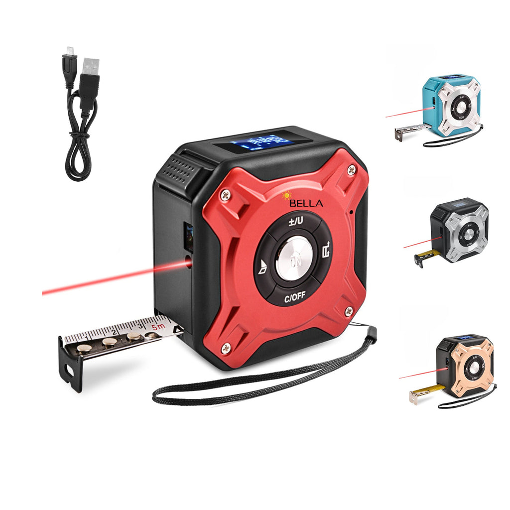 iPromotionPro Gold 2 In 1 Usb Rechargable Lasers Distance Tape Measure
