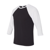 Bella + Canvas Unisex Black/White 3/4 Sleeve Baseball T-Shirt