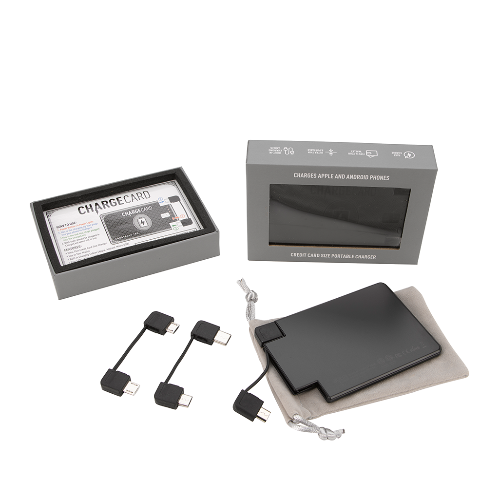 AquaVault Matte Black ChargeCard Power Bank 2,300 mAh