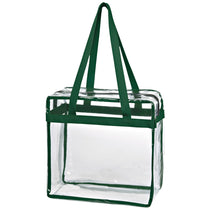 Hit Clear with Forest Green Trim Clear Tote Bag with Zipper