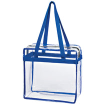 Hit Clear with Royal Blue Trim Clear Tote Bag with Zipper