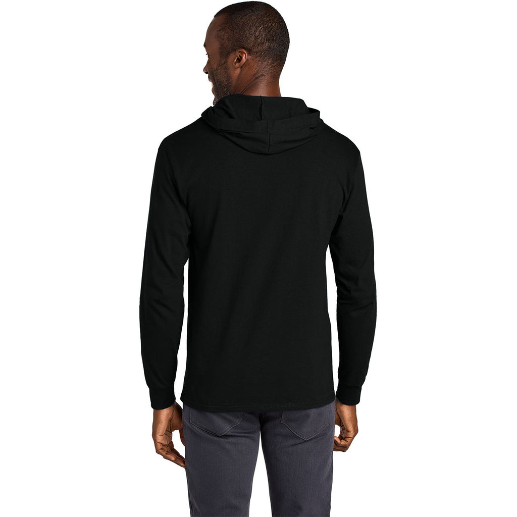 Jerzees Classics Unisex Black Ink Cotton Long Sleeve Hooded T-Shirt