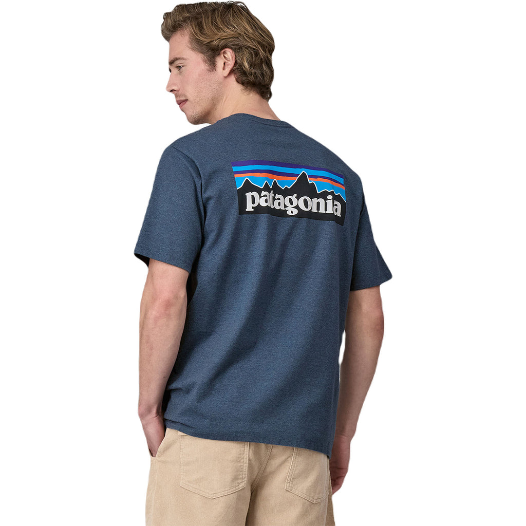 Patagonia Men's Utility Blue P-6 Logo Responsibili-Tee