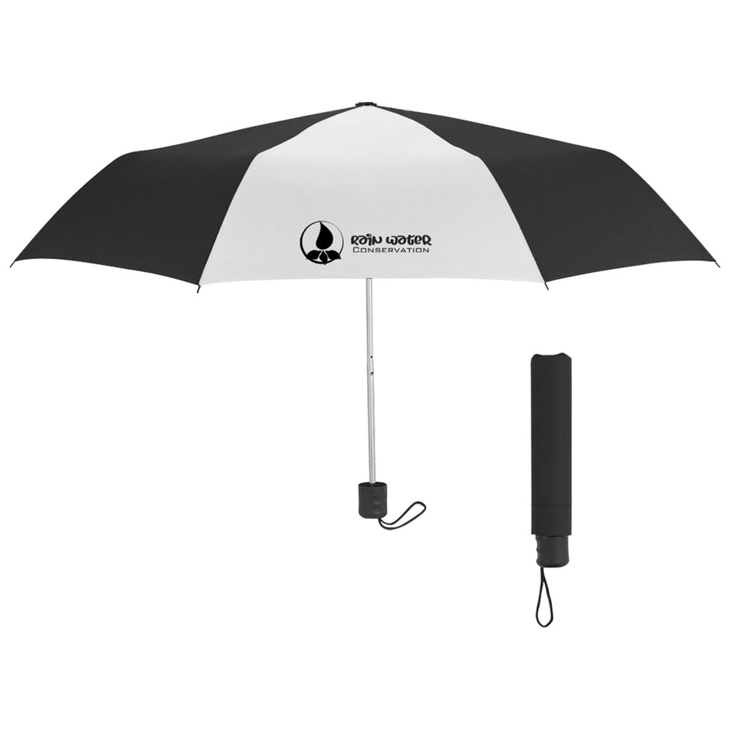 Hit Black/White 42" Arc Budget Telescopic Umbrella