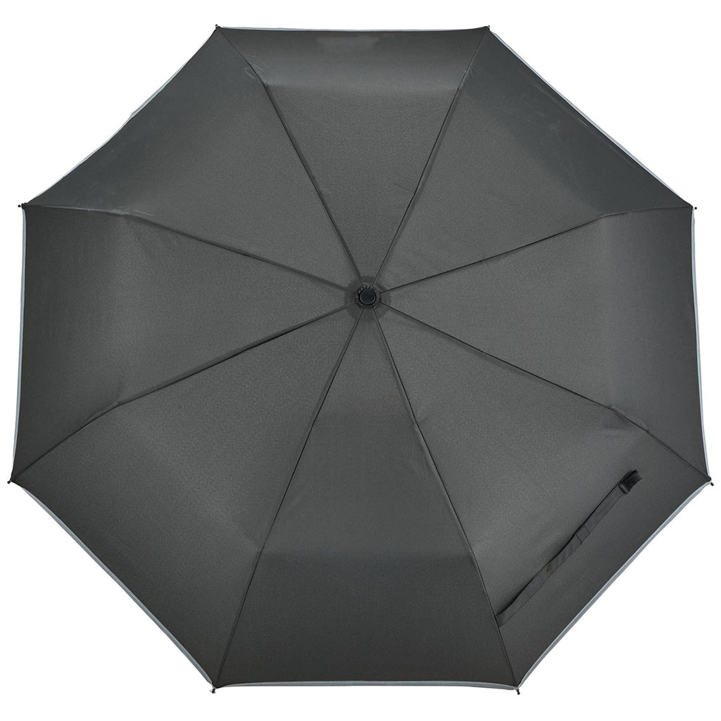 Leed's Black 48'' RPET Umbrella w/ Reflective Trim