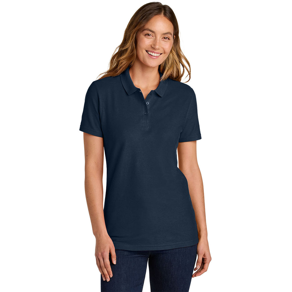 Gildan Women's Navy Softstyle Pique Polo