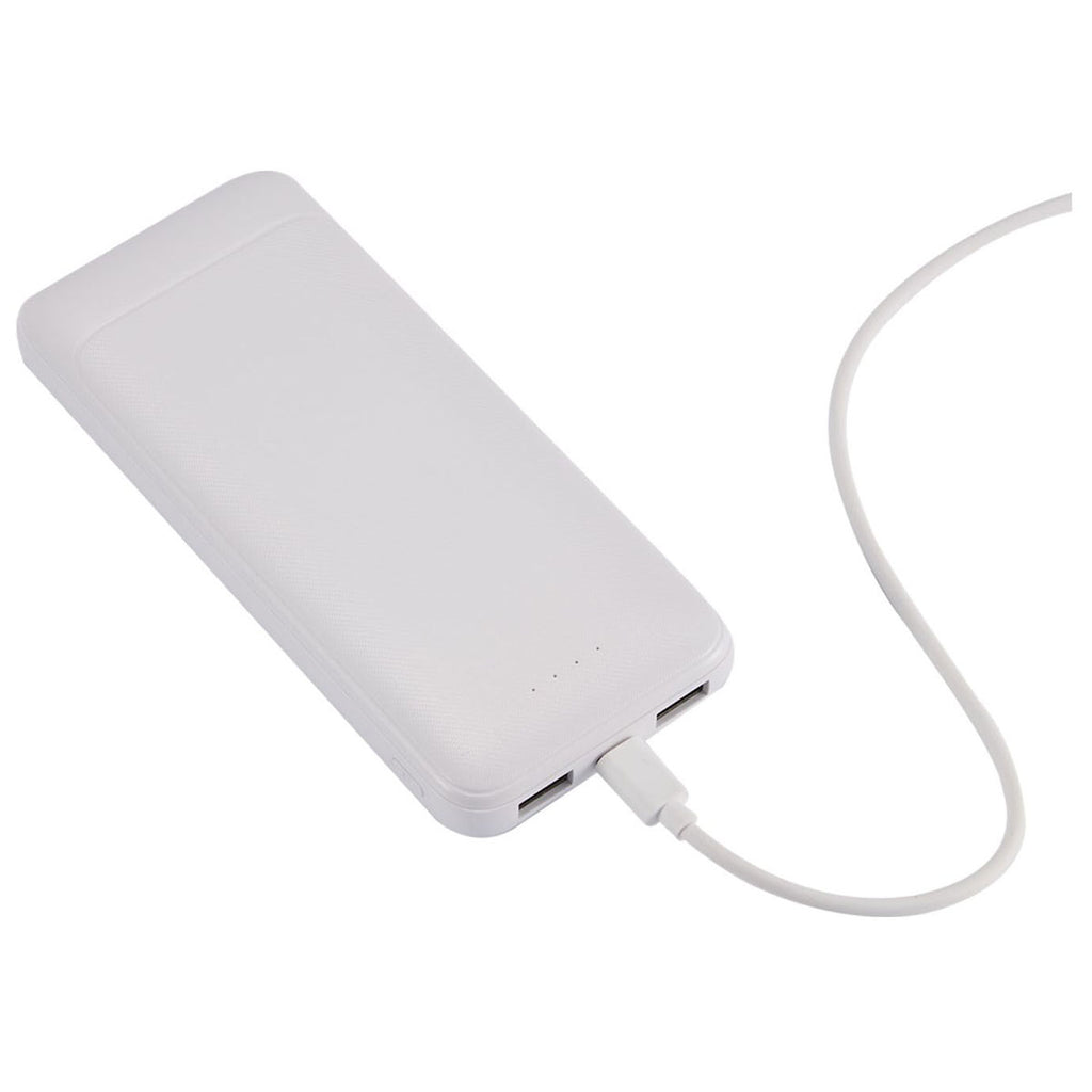 Leed's White Pwr Pal 10000 mAh Power Bank with Integrated Cable