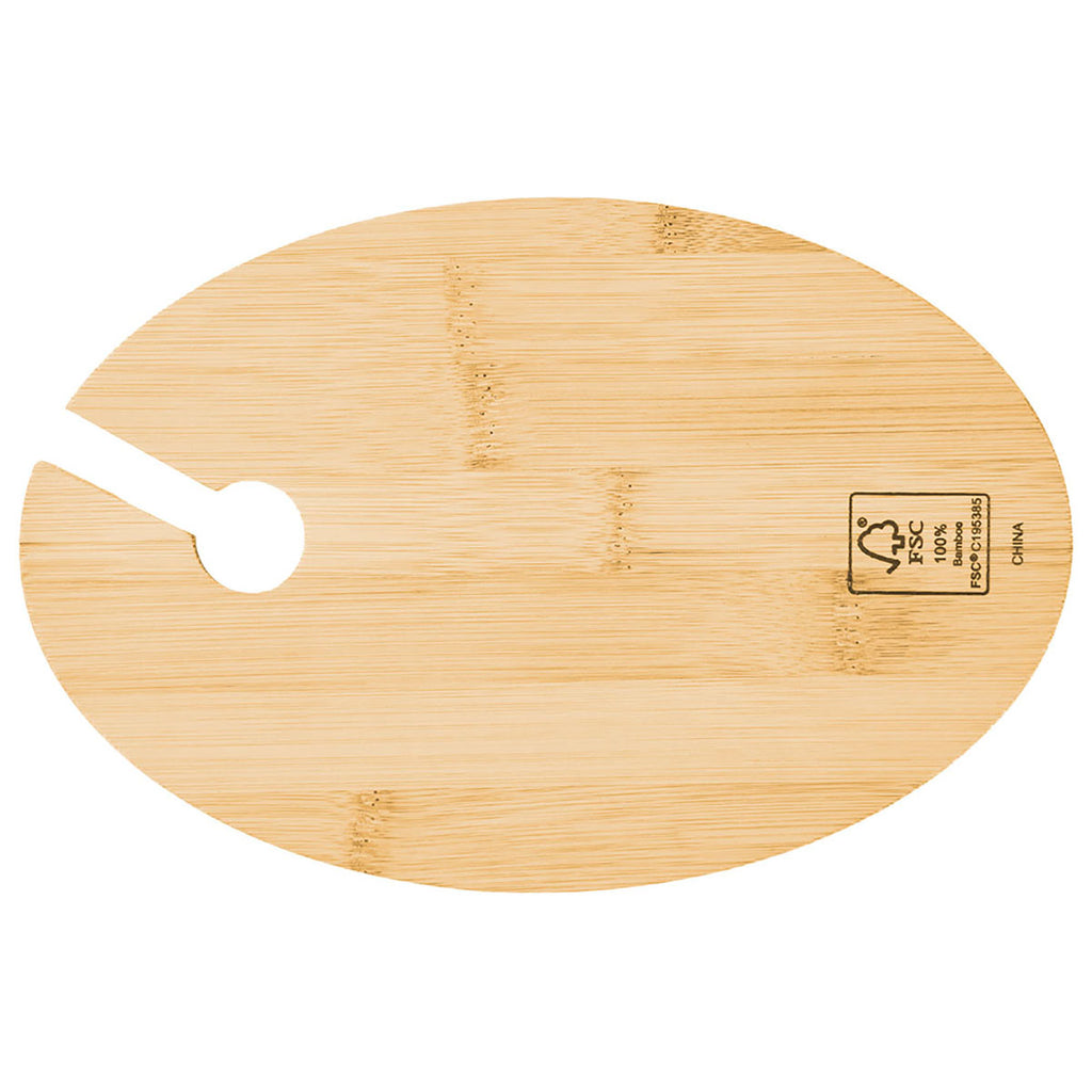 Hit Bamboo Wine & Dine Recessed Bamboo Tray With Wine Glass Holder