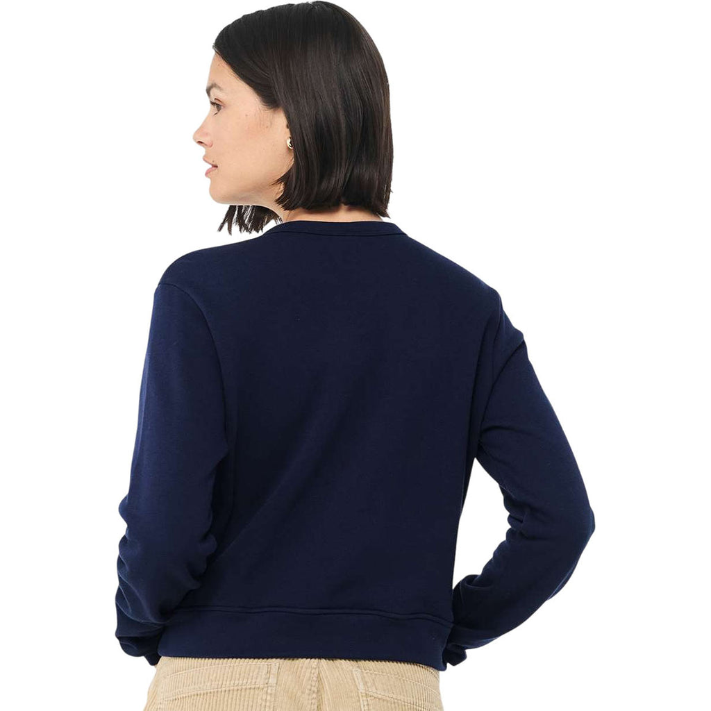 Bella + Canvas Women's Navy Sponge Fleece Classic Crewneck Sweatshirt