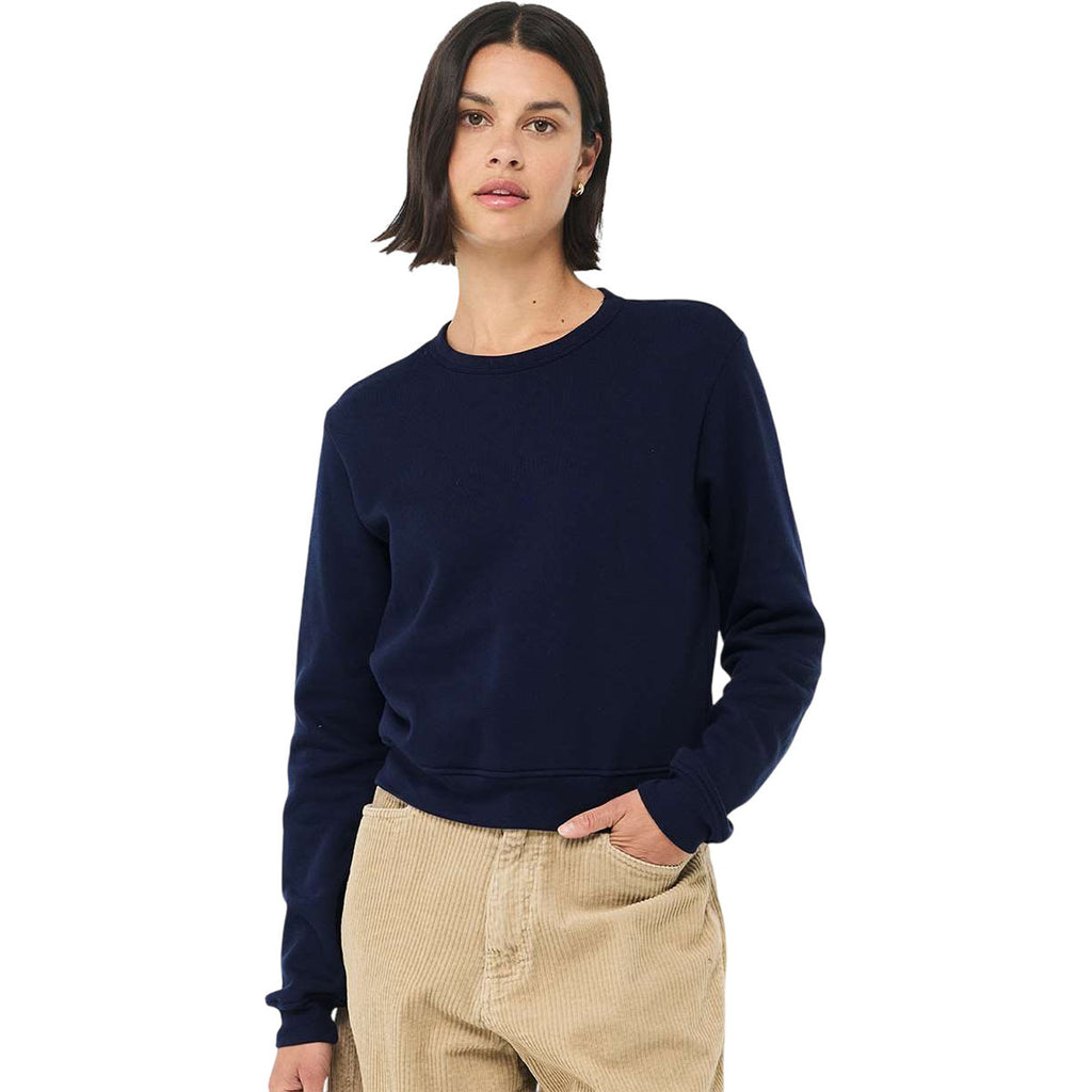 Bella + Canvas Women's Navy Sponge Fleece Classic Crewneck Sweatshirt