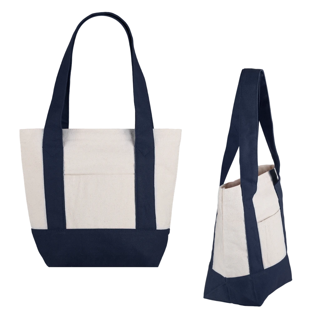Evans Navy Small Tj Cotton Canvas Zippered Tote
