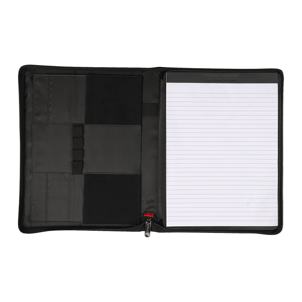 Wenger Black Recycled Tech Zippered Padfolio