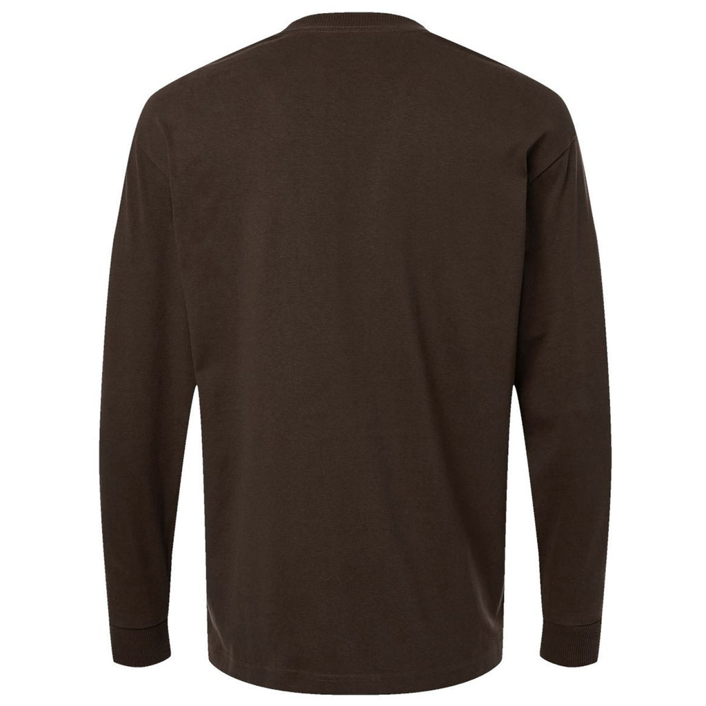 American Apparel Unisex Brown Super Heavyweight Long Sleeve Pocket Tee