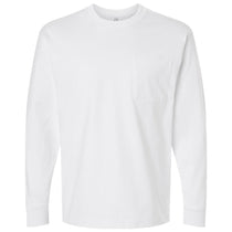 American Apparel Unisex White Super Heavyweight Long Sleeve Pocket Tee