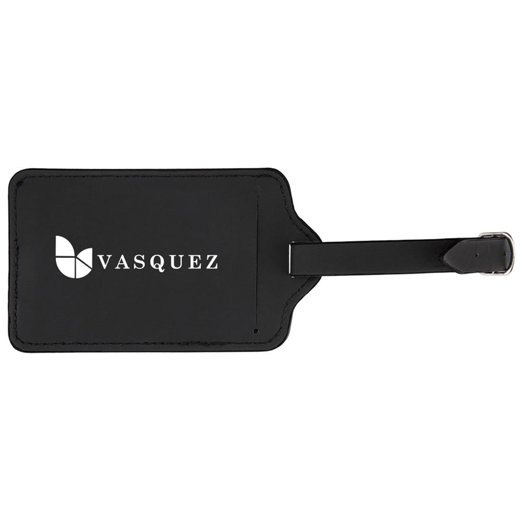 Hit Black with Black Recycled Leatherette Luggage Tag