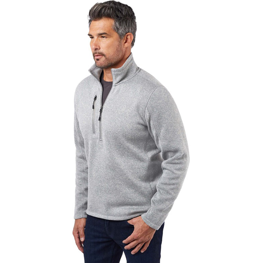 Landway Men's Heather Athletic Grey Ashland Quarter-Zip Sweater-Knit Fleece