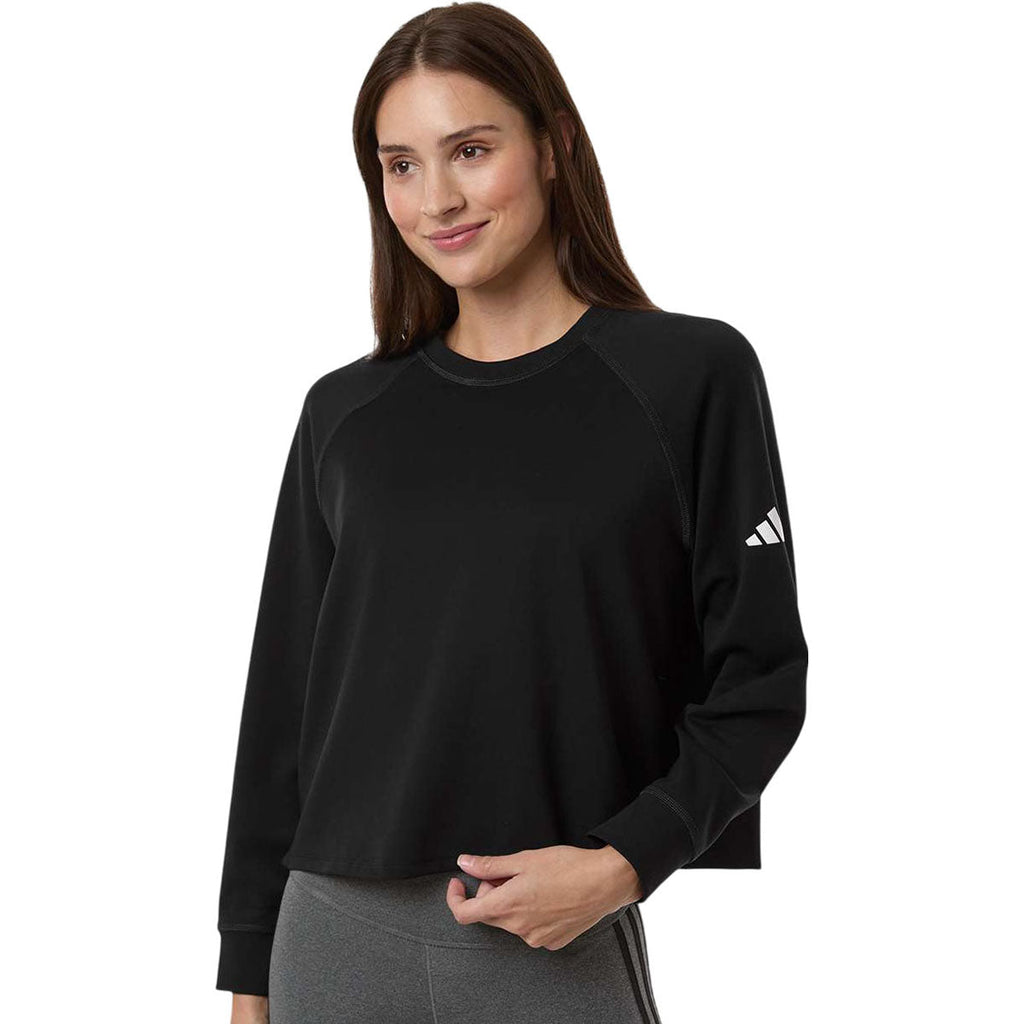 Adidas Women's Black Beyond Side-Snap Crewneck Sweatshirt