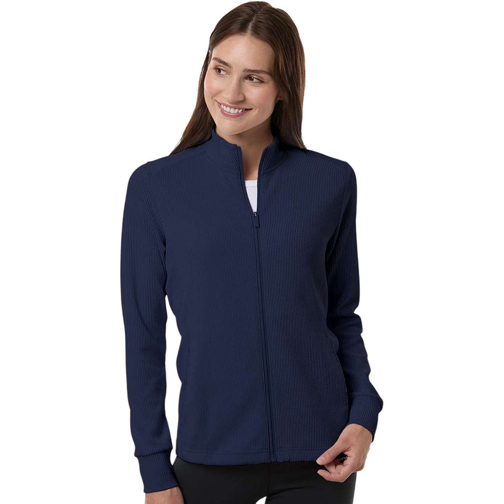 Adidas Women's Collegiate Navy Performance Textured Full-Zip Jacket