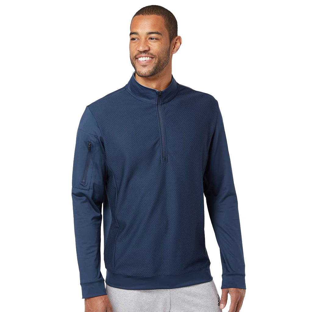 adidas Men's Collegiate Navy Performance Texture Quarter Zip