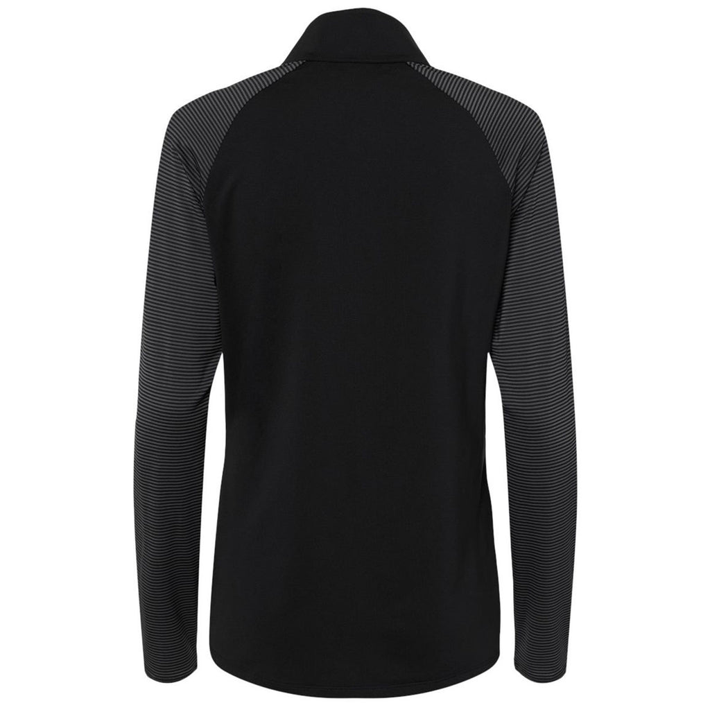 Adidas Women's Black Stripe Block Quarter-Zip Pullover