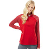 Adidas Women's Team Power Red Stripe Block Quarter-Zip Pullover