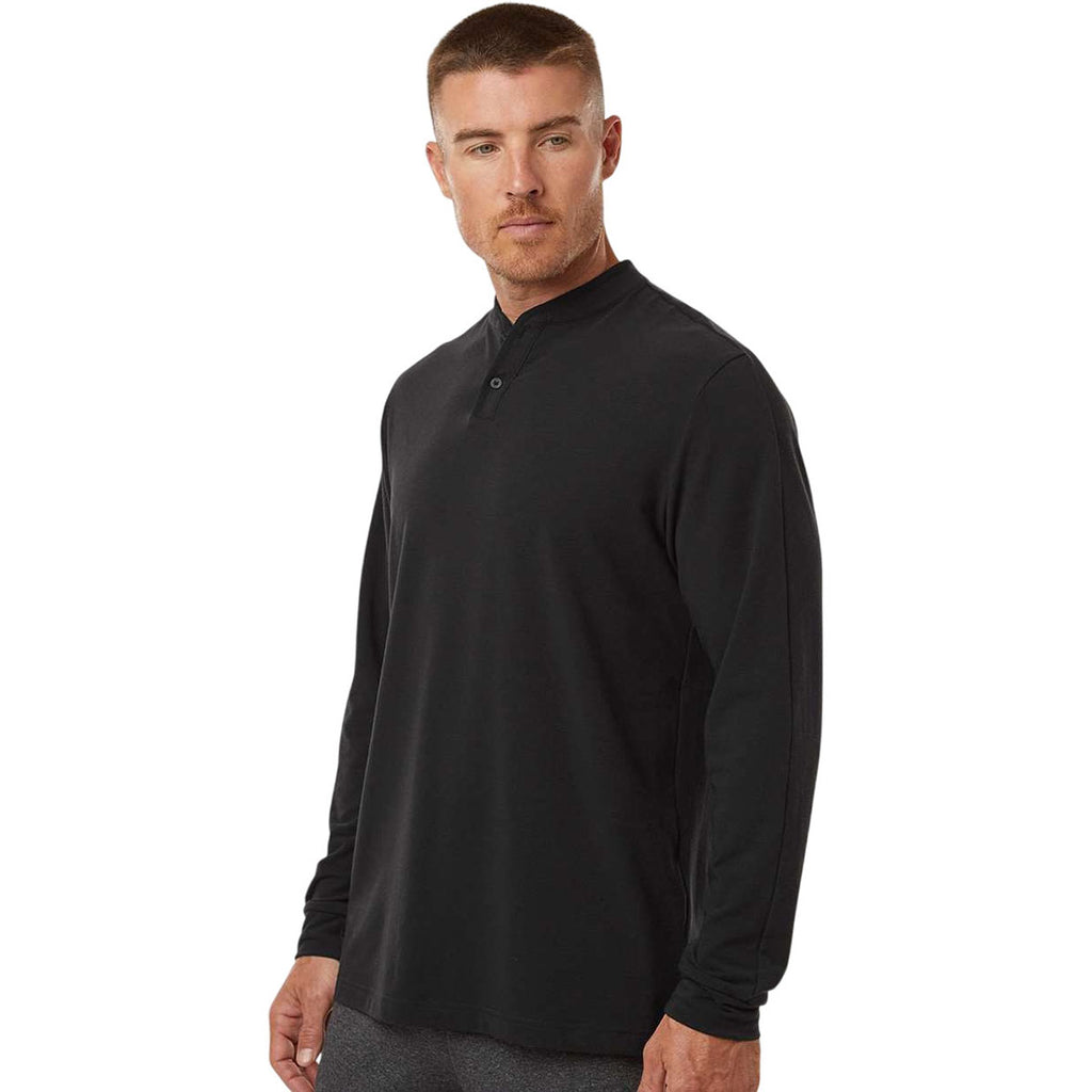 Adidas Men's Black Henley Long Sleeve Tee