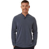 Adidas Men's Collegiate Navy Melange Henley Long Sleeve Tee