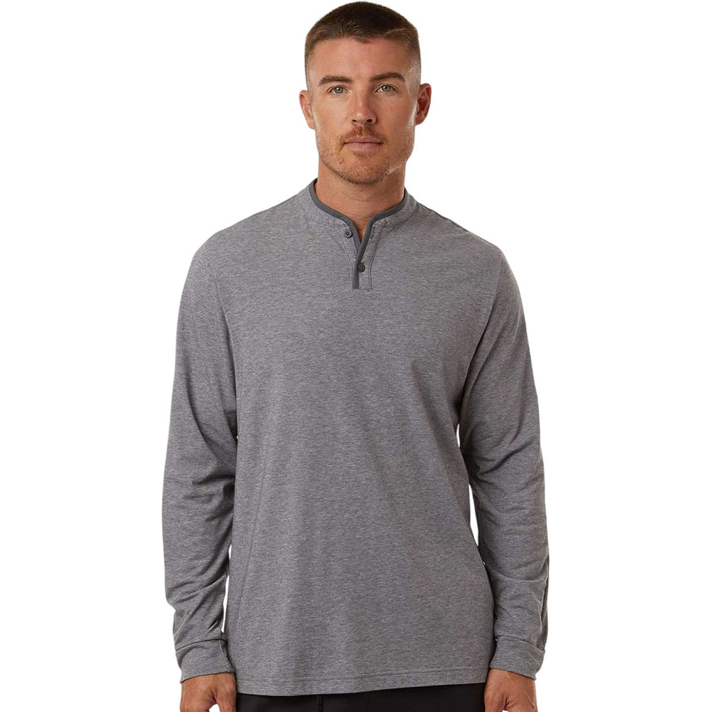 Adidas Men's Grey Five Melange Henley Long Sleeve Tee