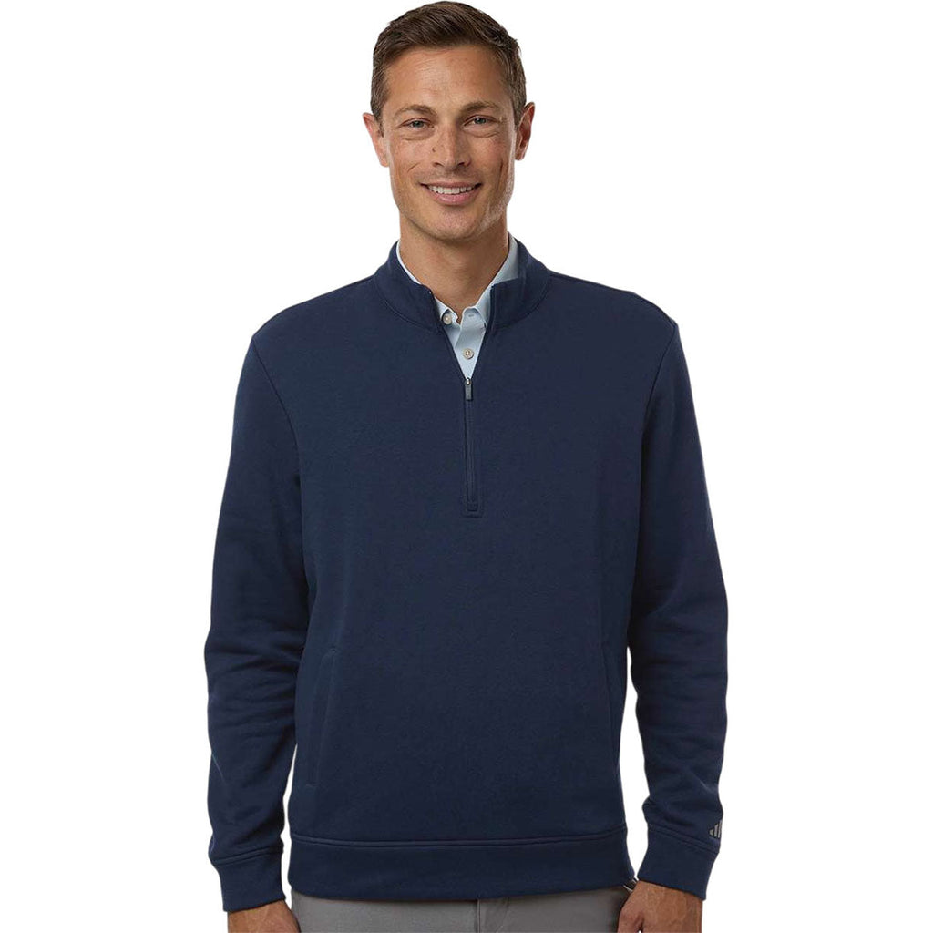 Adidas Men's Collegiate Navy Elevated Fleece Quarter-Zip Pullover
